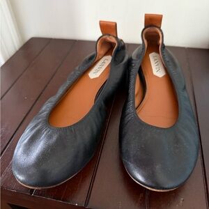 Lanvin Black Leather Ballet Flats size 39